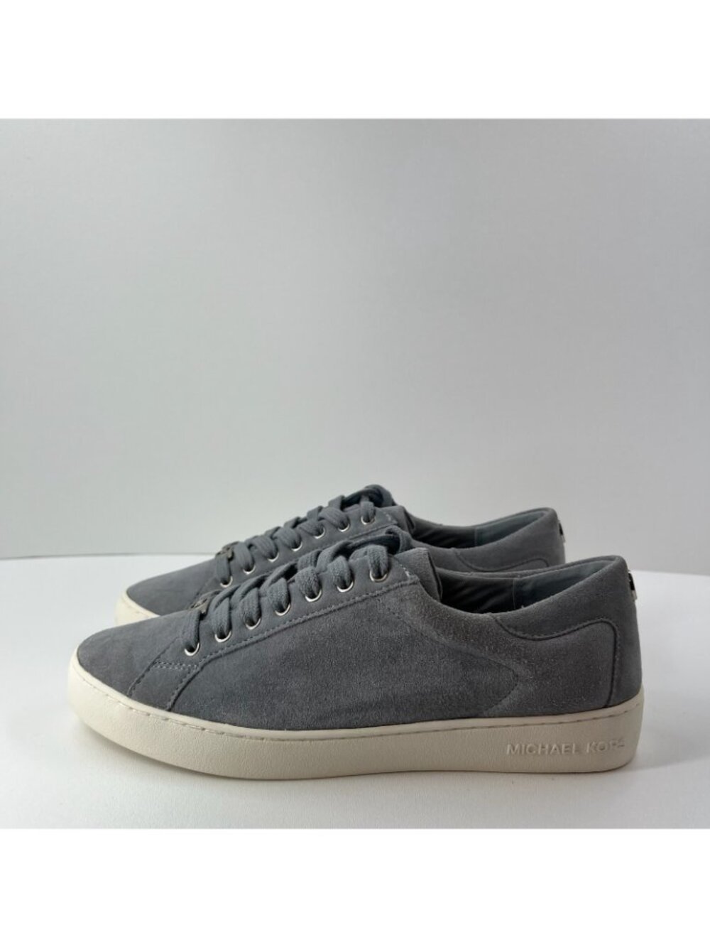 Michael Kors Keaton Suede Low Top Sneakers Womens 10 Lace Up Comfort Casual Gray - Picture 2 of 13